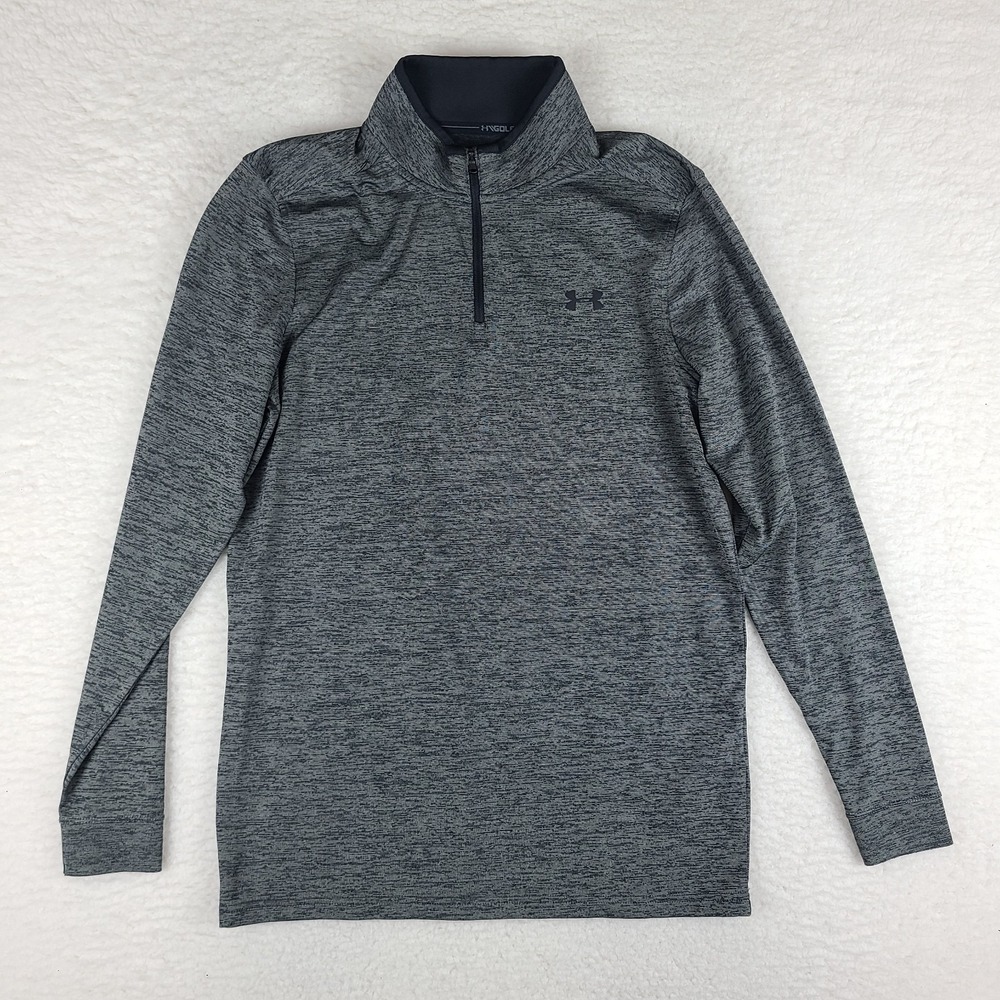 Under Armour Golf Sweater Mens Small Black Gray Heathered Loose Heatgear Tech